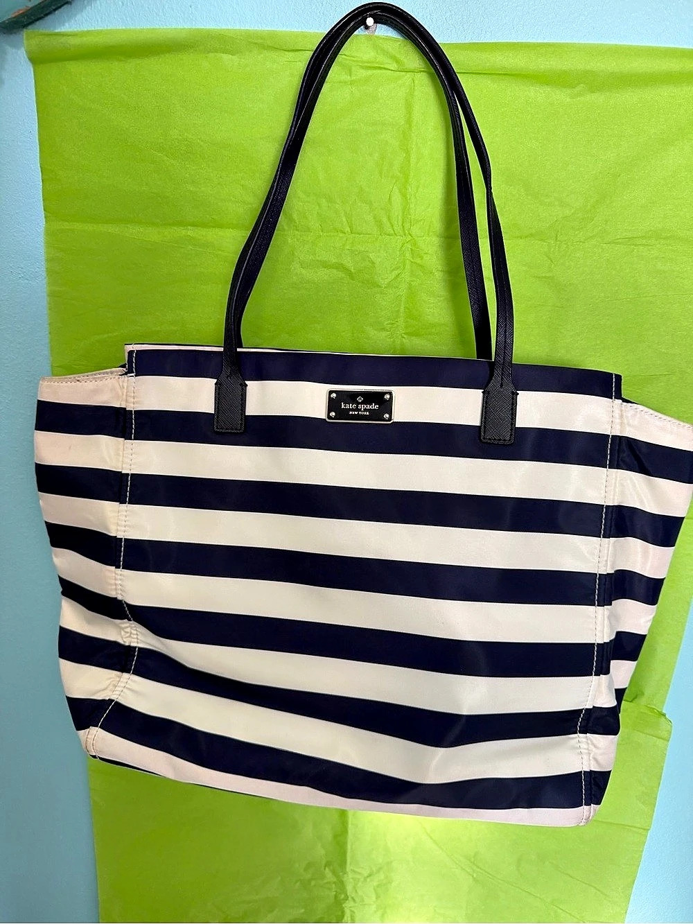 Kate Spade Striped Tote in Blue & White